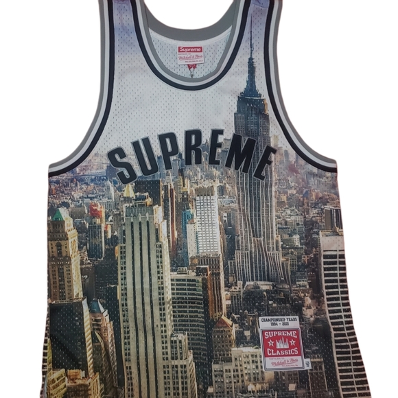 Supreme Other - Supreme NWT Mitchell & Ness Skyline Basketball Jersey Size 44 Large NWT